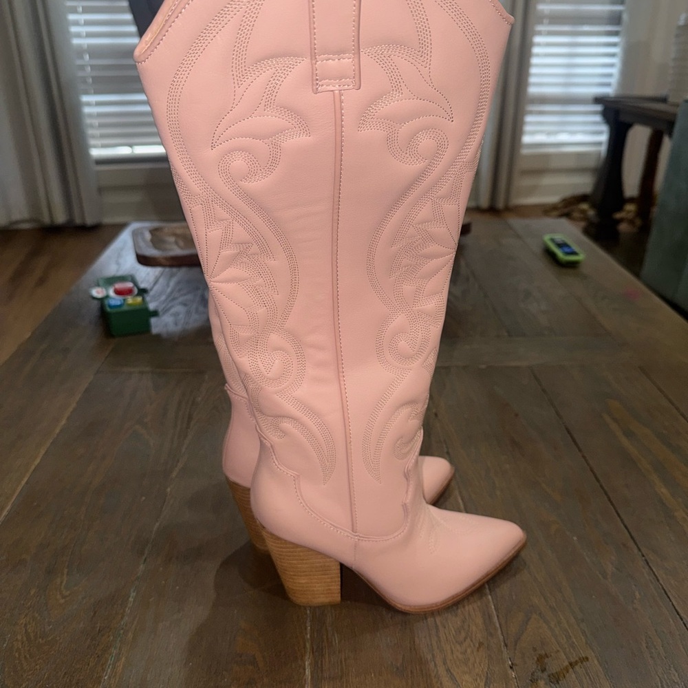 Steve Madden Pink Western Knee-High Heeled Boots